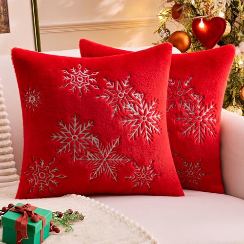 MIULEE 2er Set Weihnachten Weihnachtskissen Kissenbezüge Schnee...