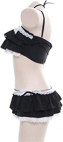 Miniatura 5 de YOMORIO Traje de baño japonés Kawaii con volantes para mujer, traje de baño de anime lindo gato Cosplay lencería traje de