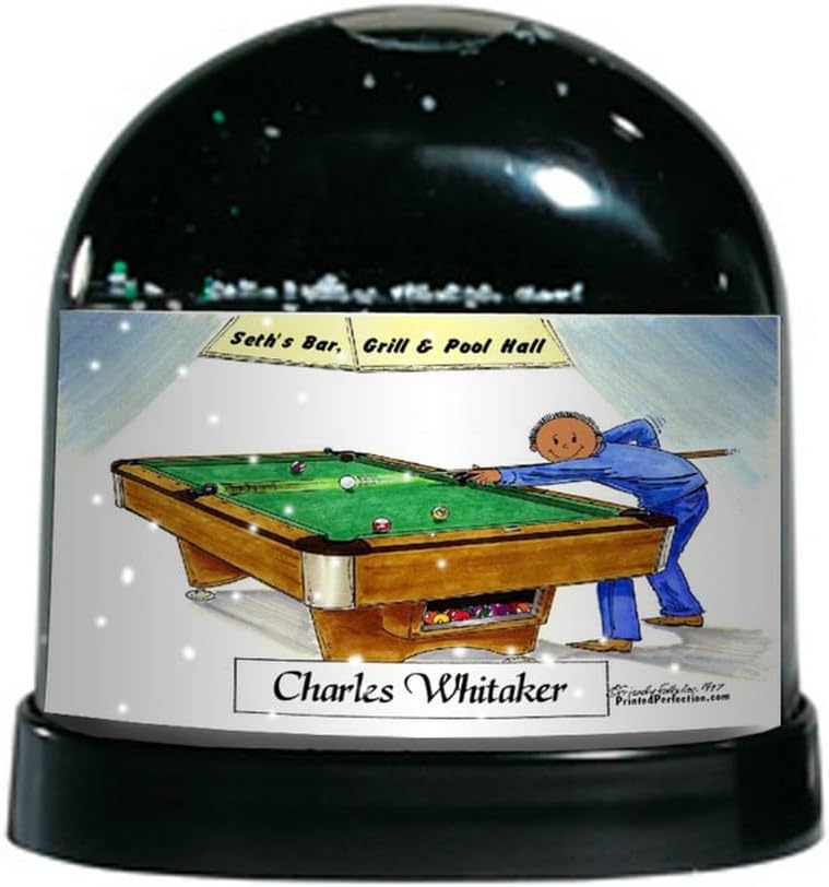 PrintedPerfection.com Personalized Billiards, Pool Player - Male Snow Globe Gift