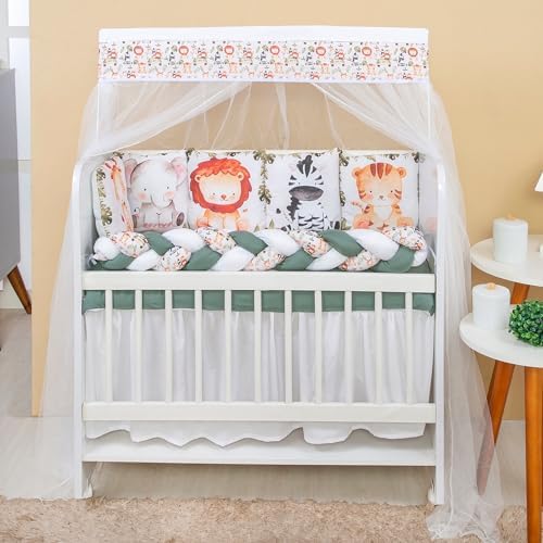 Kit Mini Berço com 12 peças + Saia de Berço Bebê Zoo