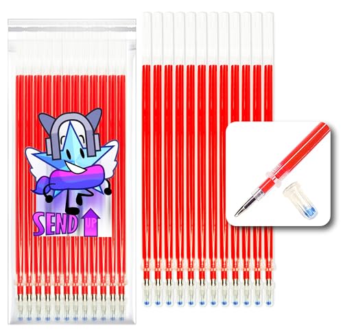 12 Ricariche XXL per penna gel cancellabile compatibile anche con Legami punta 0,5. bullet stick per scritturaa scuola, su tessuto e pelle termo-cancellabile (rosso)