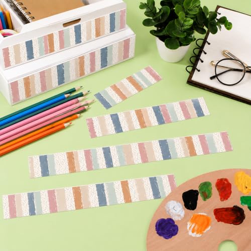 24PCS Boho Magnetic Bulletin Board Borders Boho Stripes Classroom Border Trim Neutral Polka Dot Border Magnets Back to School Decorations for School Classroom Office Wall Chalkboard Poster Board Decor - Image 4