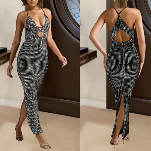 Image of Women Sleeveless Off Shoulder Split Evening Cocktail Long Dress