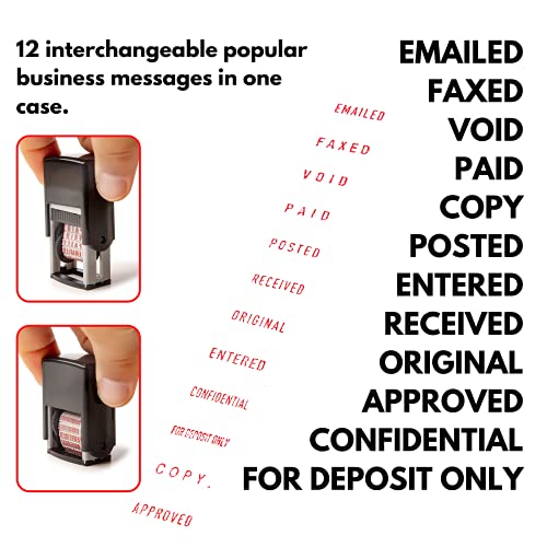 Self Inking Rubber Stamp, Refillable Ink Pad, Vibrant Red Dye, Multi Message Stamper 3.8Mm - 5/32" #TOP3