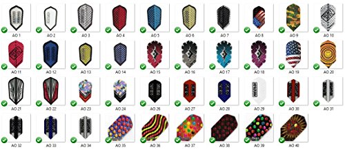 5 Sets (15 Pieces) Of Dimplex Aerotex Pentathlon Ruthless Dimpled Embossed Slim Size Dart Flights - Assorted Designs #TOP14