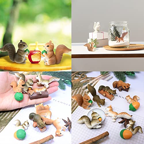Yueton 8Pcs Cute Realistic Miniature Squirrel Figures Ornaments, Mini Squirrel Fairy Garden Figurines, Squirrel Animal Cake Toppers Cake Decoration, Squirrel Desk Decoration #TOP4