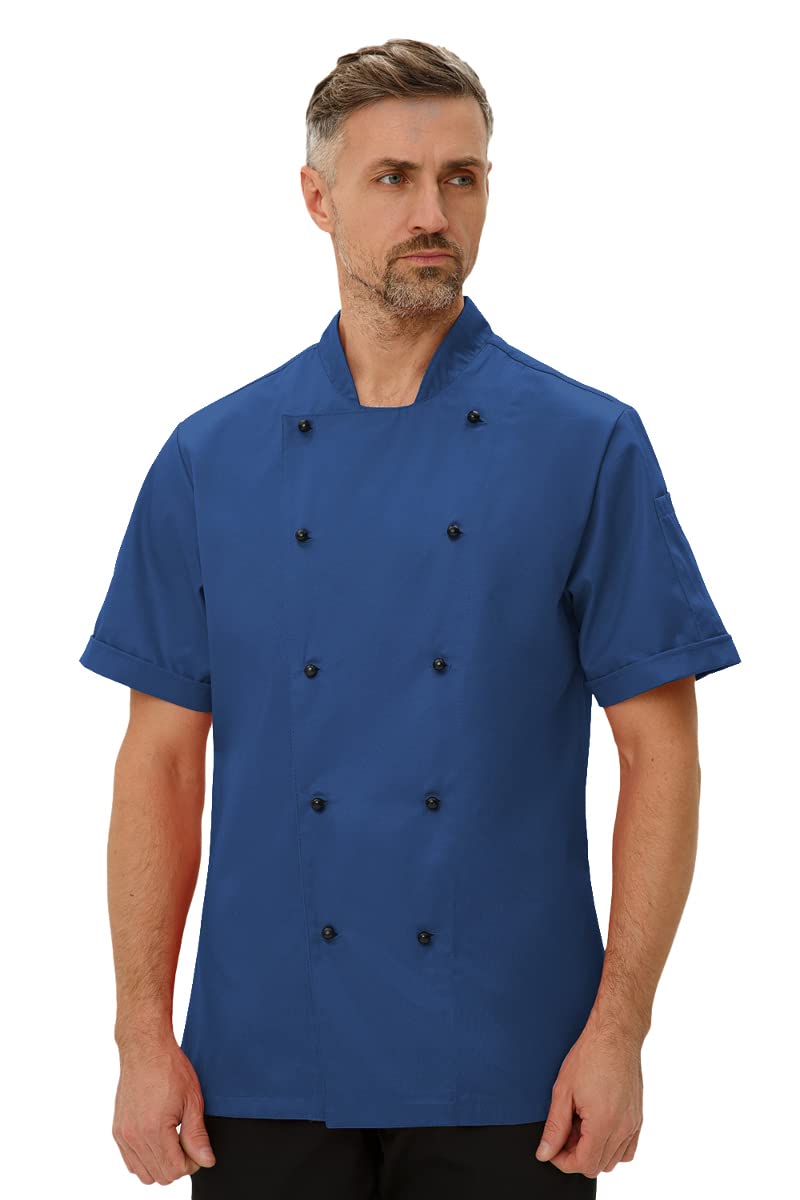 strongAnt - Chaqueta de cocinero para hombre easyClean, incluye botones de bola. Chaqueta de panadero de manga corta/manga larga, fácil de planchar, estilo slim fit