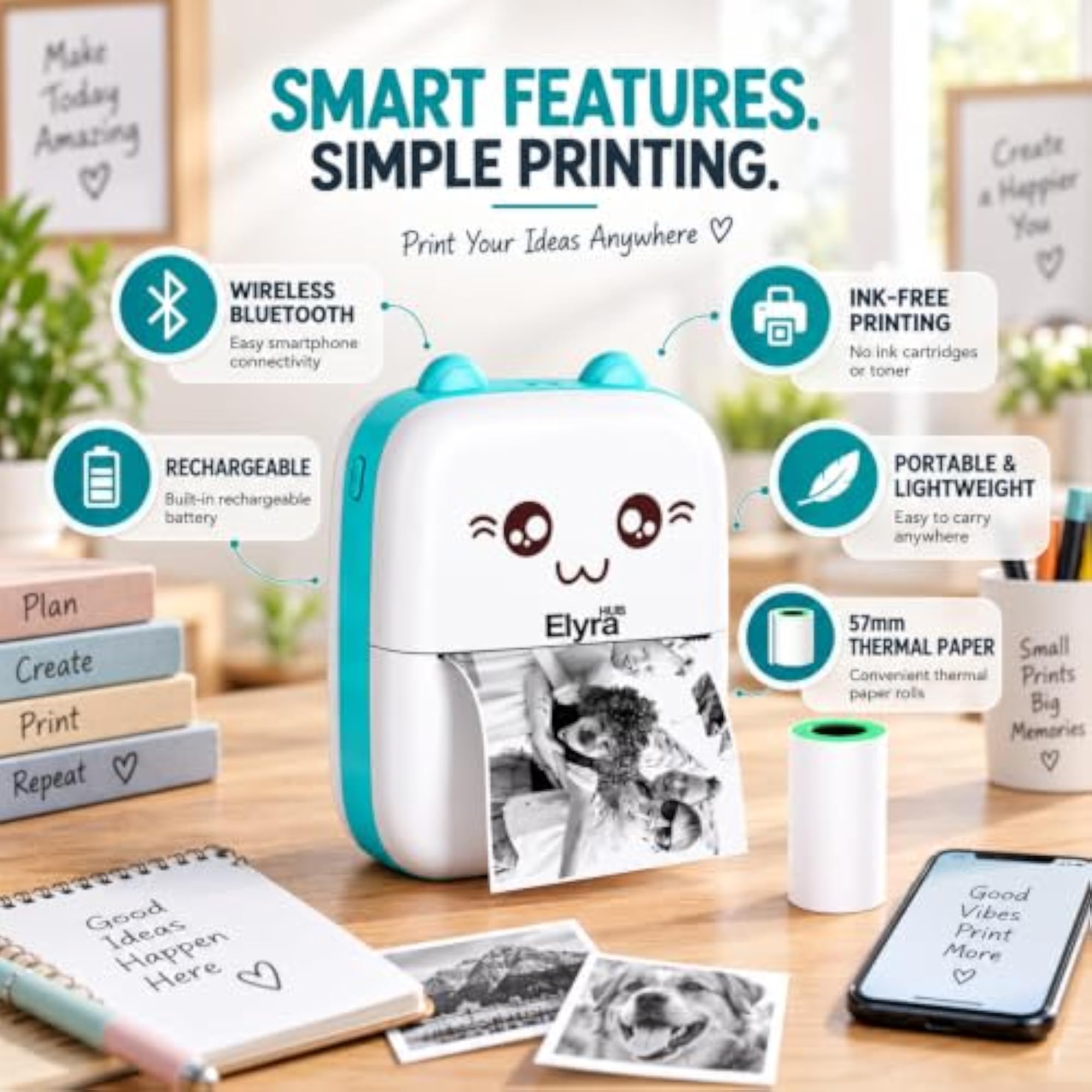 Mini Portable Thermal Printer - Bluetooth Pocket