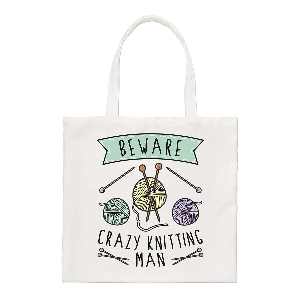 Beware Crazy Knitting Man Regular Tote Bag