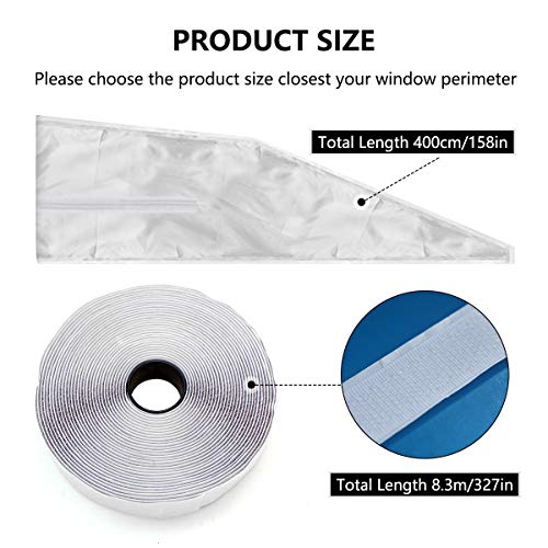 gulrear Airlock Window Seal for Portable Air Conditioner and Tumble Dryer Room Air Conditioning Casement Window Vent kit Hot Air Stop Air Exchange Guards with Zip and Adhesive Fastener(White, 300cm) - Thumbnail 6