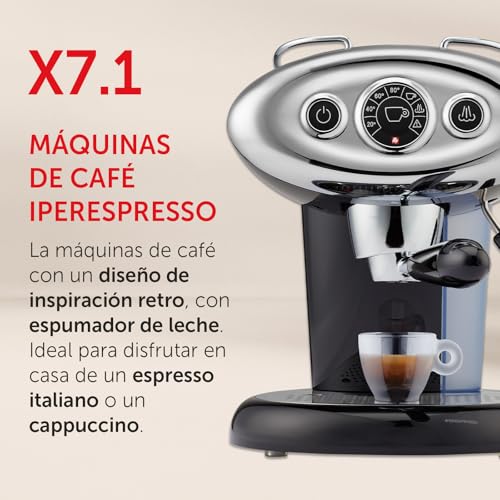 illly, Máquina de Café Iperespresso X7, 1 para Café Espresso, Lanza de Vapor para Cappuccino, Apagado y Descalcificación Automática, Compatible con Cápsulas Iperespresso, Color Negro - imagen 2