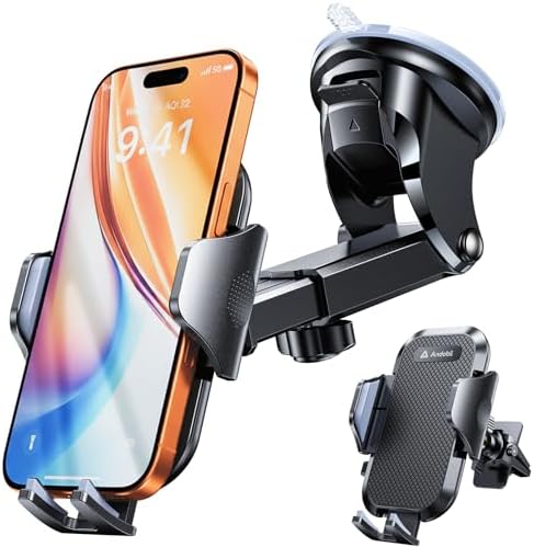 andobil Military-Grade Phone Holders for Your Car 【89+ LBS Strongest Suction & Metal Clip】 2026 Ultimate Car Phone Holder, Dashboard Windshield Vent Cell Phone Car Mount for iPhone Sumsung Android