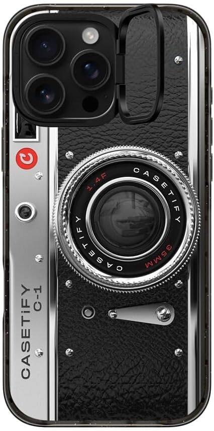 CASETiFY Impact Ring Stand Case for iPhone 16 Pro Max [Kickstand / 6.6 ft. 3X Military Grade Drop Protection/Compatible with Magsafe] - Camera Case - Classic - Clear Black