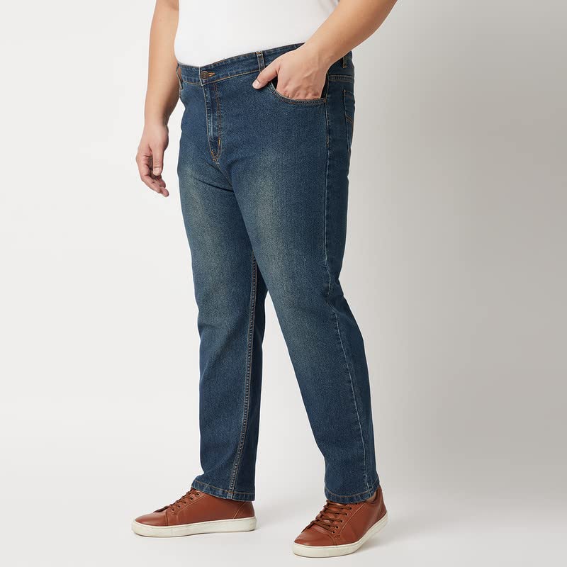 Image of Zush Men's Regular Fit Dark Blue Color Mid Rise Plus Size Stretchable Jeans