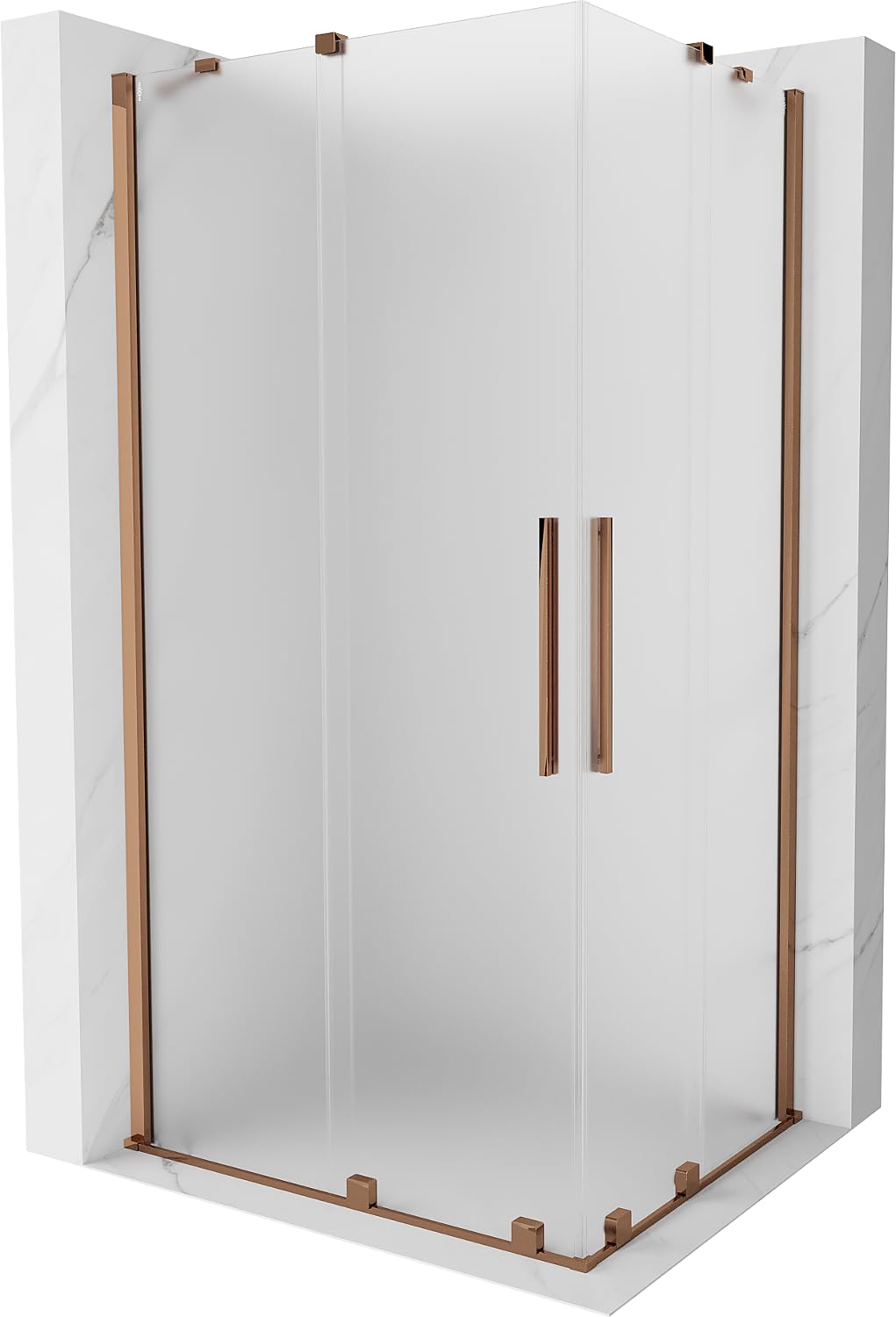 Mexen - Velar Duo Kabina Prysznicowa Rozsuwana 90 X 80 Cm, Szron, Różowe Złoto