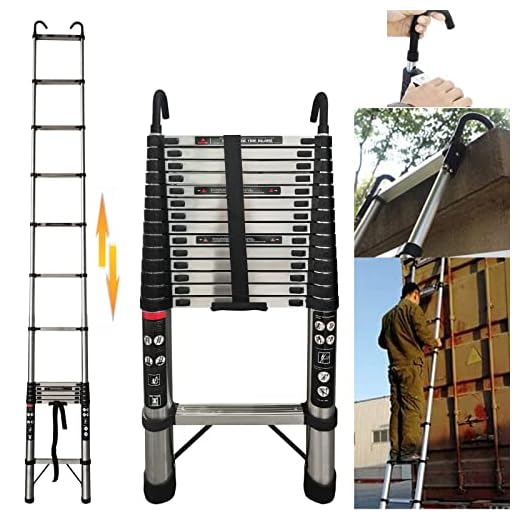Multi-Purpose Folding Telescopic Ladder - 5M/16.4FT, Extendable, Portable, Anti-Slip, Max Load 150kg, EN131
