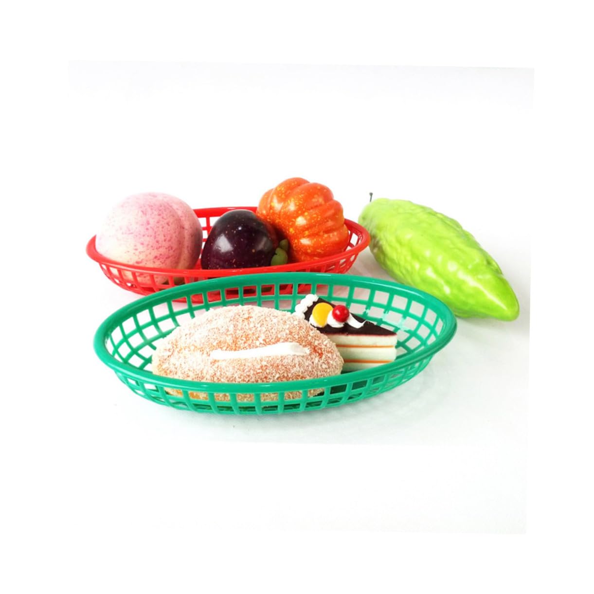 Cesta de Hamburguesa Patatas Fritas de Plástico Roja 12 Piezas