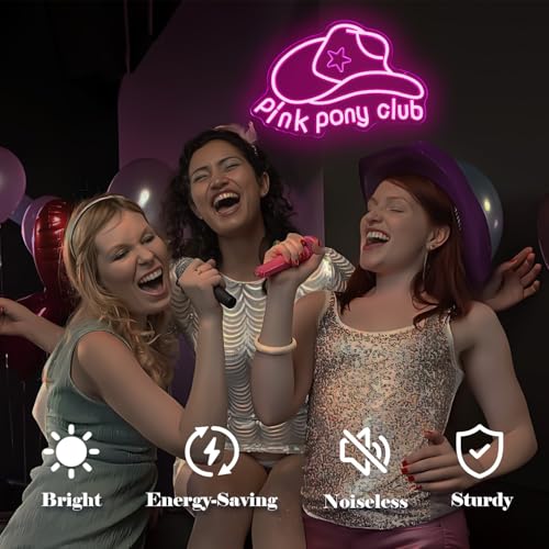 Image of Pink Pony Neon Sign Western Cowgirl Neon Lights for Wall Decor Dimmable Neon Lights Midwest Princess Led Signs For Bedroom Wall Girl Cave Club Bar Pub Gift
