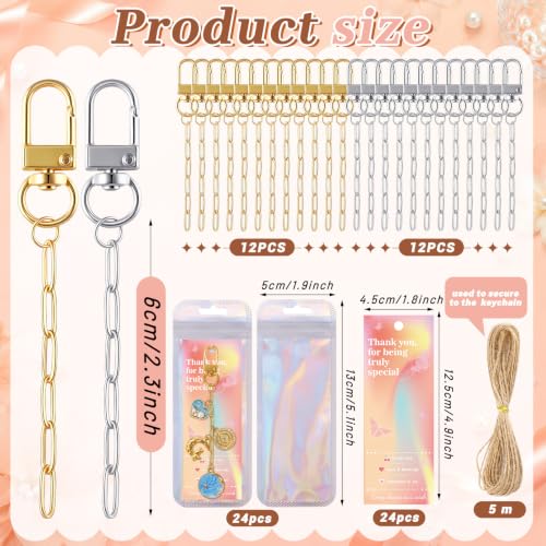 Image of Wurosi 24pcs Paperclip Keychain Making Kit,Key Ring Swivel Snap Hook Chains