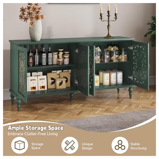 Vintage Hollow Carved Wood Storage Cabinet