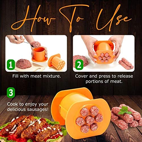 One Press Cevapcici Maker - 7 Sausages In One Press - Non Stick Kitchen Barbecue Grilling Party Molds for Easily Making Delicious Stuffed Sausages - BBQ Grill Accessories - Easy to Use