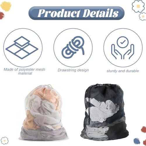 2 Pcs Laundry Bags for Washing Machines, 60*90cm Mesh Laundry Bags with Drawstrings, Travel Laundry Bag, Storage for Washing Bags for Laundry for Traveling, Clothes, Quilt Covers, Toys (Black, White) - Image 3