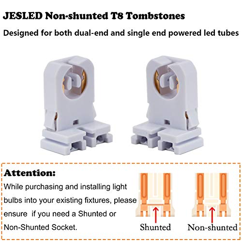 JESLED Non Shunted LED Tombstones - (Pack of 50) T8 Lamp Holder, UL Turn Type Tombstone Lampholder for T10 T12 LED Fluorescent Tube Replacement, Medium Bi-pin G13 Socket for Programmed Start Ballasts - Thumbnail 2