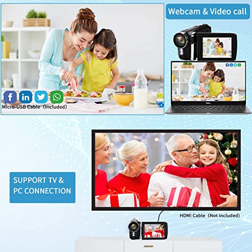 Video Camera Camcorder For Kids Full Hd 1080P 30Fps 36.0Mp Digital Cameras Recorder For Youtube Tiktok 2.8 Inch 270 Degree Rotation Screen Vlogging Camcorders For Teens Children Beginners #TOP4