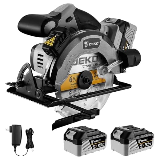 DEKOPRO 20V Cordless Circular Saw, 6-1/2-Inch Blade, 4500 RPM Circular Saw Cordless with 2 Battery and Charger（ 4.0Ah ）