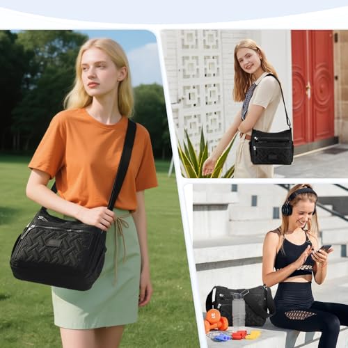 Crossbody Bag for Womens Multi-Pocket Shoulder Handbags Nylon Waterproof Messenger Bag Lightweight Casual Purse2