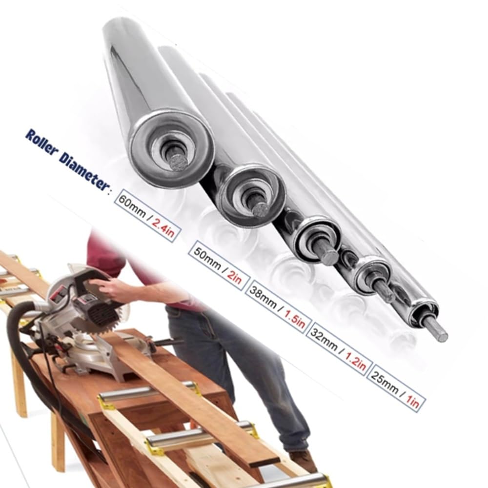 Confezione da 5 rulli trasportatori in acciaio – Rulli di ricambio per movimentazione di materiali industriali, rulli di scarico in metallo resistente, diametro 2,5 cm, 2,5 cm, 2,1 cm, 6,1 cm (50 mm)
