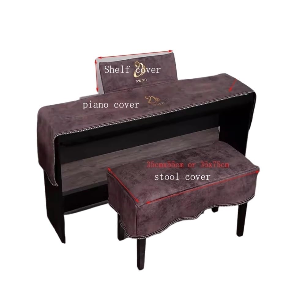 Nordic Luxury - Funda para piano electrónico de 88 teclas, a prueba de polvo, 61 teclas, cubierta para piano eléctrico, cubierta de estante, taburete (bronceado, juego de taburete doble)