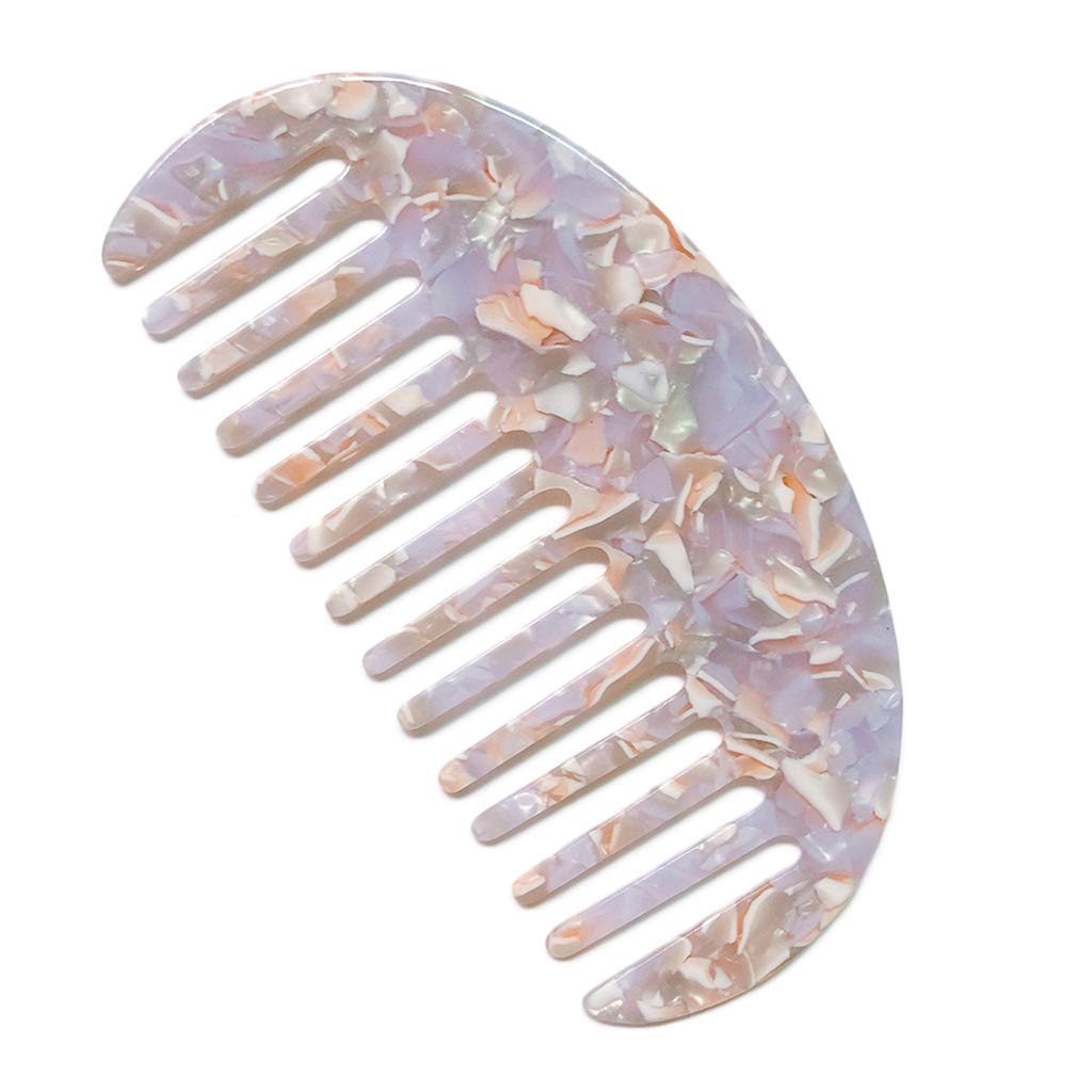 NUEAYMSWide Tooth Hair Comb Marble Leopard Acetate Teeth Comb for Women Girls Anti-Static Detangling Hairbrush
