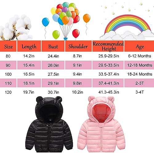 Aiwuhe Baby Puffer Jacket Hooded Light Winter Coats Bear Ears Zipper Up Down Coats Outwear For Toddler Boys Girls Black 12-18 Months 90 thumb #8