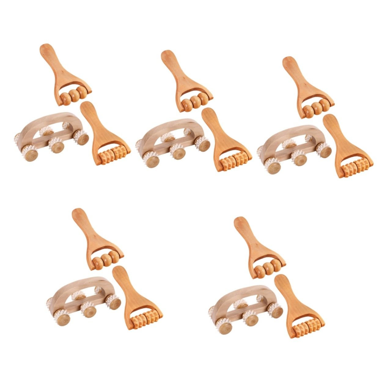 FOMIYES 5 Juegos Conjunto De Masajeador Jaula Botones De Estilo Británico Masajeador De Pies Massage Roller Masajeadores Faciales Masajeador De Madera Masajeadores De Mano 3 Piezas * 5