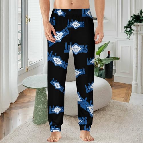 Flag of Arkansas Men's Pajama Pants Soft Lounge Bottoms Lightweight Jogger for Sleeping2