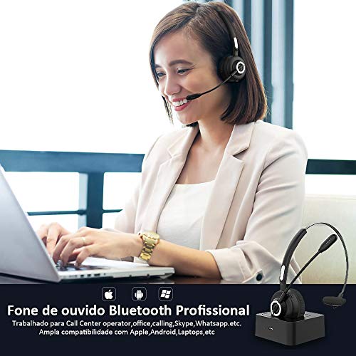 Fone de Ouvido Bluetooth v5.0 Call Center Tipo Langsdom H3 Headset com Cancelamento de Ruído CVC 6.0