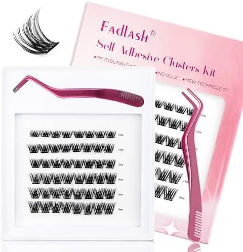 FADLASH Individual Eyelashes 40D Cluster Lashes 0.07 Lashes Individual Cluster D Curl Lash Cluster DIY Lash Extension Kit Eyelash Clusters 8-16mm Mix Individual Lashes Extensions