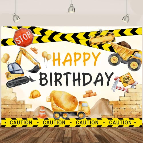 Toile de fond anniversaire construction garçon décor photobooth