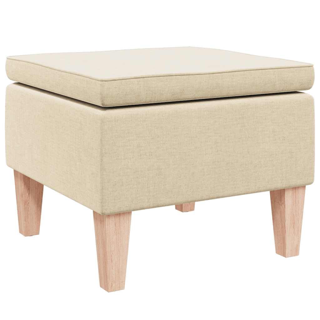 vidaXL Hocker, Fußhocker mit Holzbeinen, Polsterhocker Fußbank für Wohnzimmer Schlafzimmer Flur, Fußschemel Fußstütze Sitzhocker, Creme Stoff