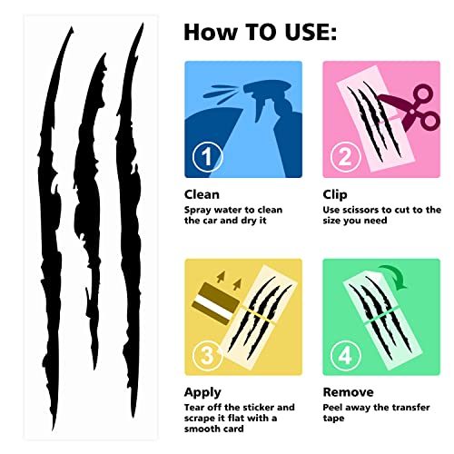 Ouzorp Claw Marks Headlight Decal, Car Sticker-Universal For Most Vehicle (Black) #TOP4