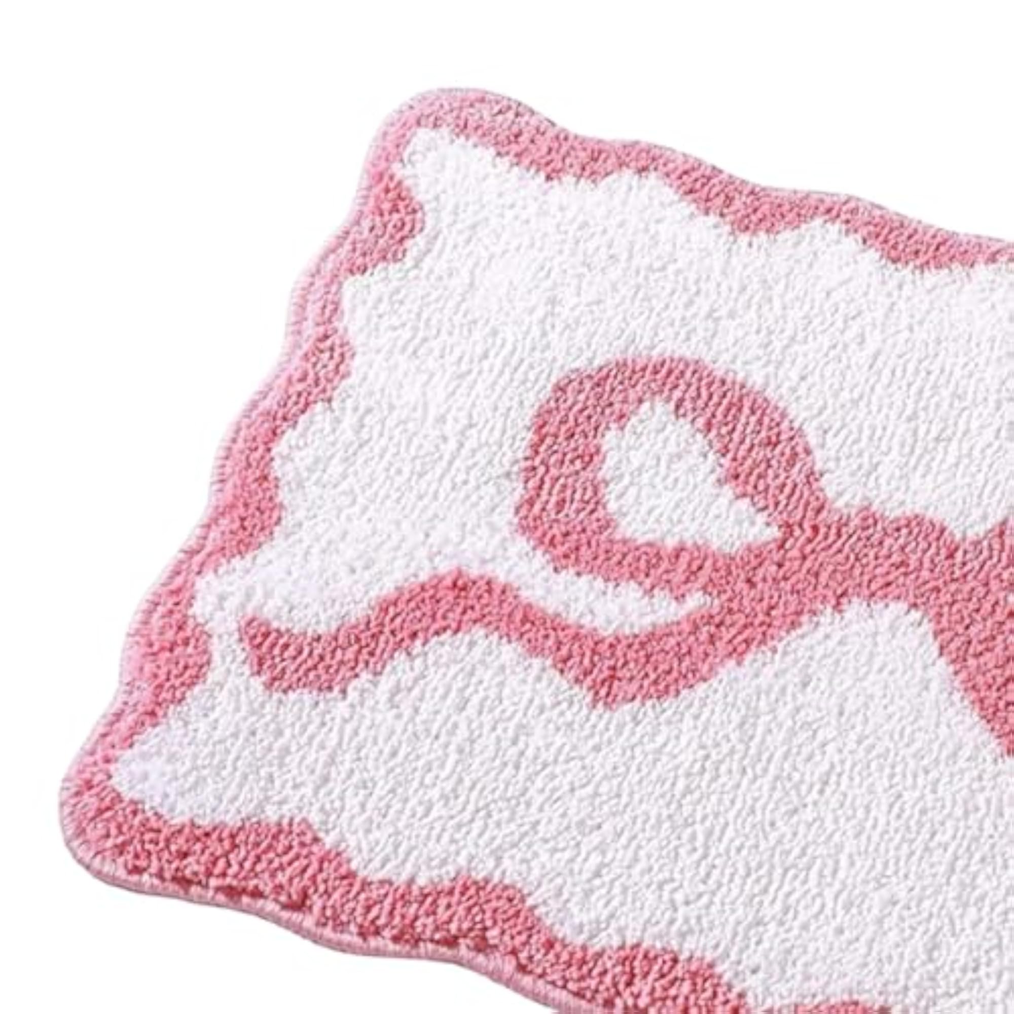 Water Absorbent Bath Rug, Soft Washable Irregular Shape, Pink