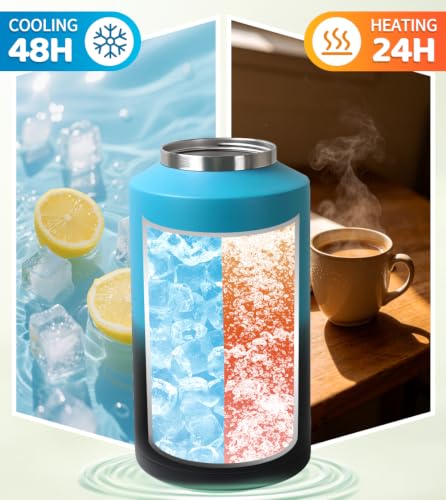 Image of Insulated Water Bottle,1 Gallon Jug with Handle, 128oz Stainless Steel, Large Water Wide Mouth Bottle for Hot & Cold Drinks, Ideal for Travel, Camping, Family (Blue)
