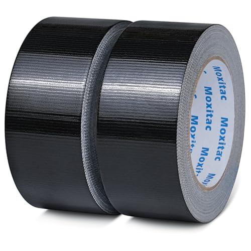Image of Black Duct Tape Heavy Duty, 2 Rolls, 2 Inch x 30 Yards Each, PE Coated Cloth Tape, Easy Tear by Hand, Water-Resistant Surface for Repairs, Packaging, Bundling, Garage and Workshop