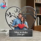 Adornos de escritorio acrílicos de dibujos animados personalizados, Fotos personalizadas estilo dibujos animados en 2D, Adorno acrílico en forma de corazón para parejas, Regalos de San Valentín