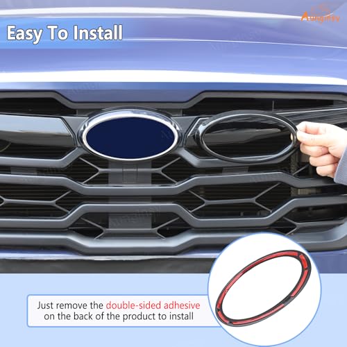 Image of Car Front Emblem Trim Cover Compatible with Subaru Crosstrek 2024 2025 Front Grille Emblem Badge Logo Cover Circle Ring Center Decorative Logo Cover Front Hood Emblem Surrounding Ring ABS Accessories
