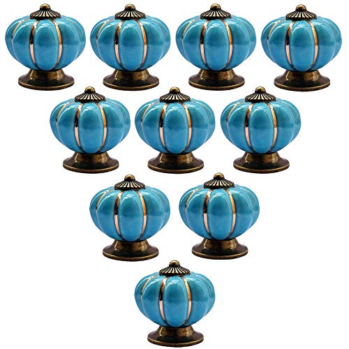Qazxsw 10 pièces décoratif Citrouille Porte en céramique Armoire poignée Tirer tiroir Boutons Tirer poignées créatives Placard Boutons Cuisine Meubles matériel