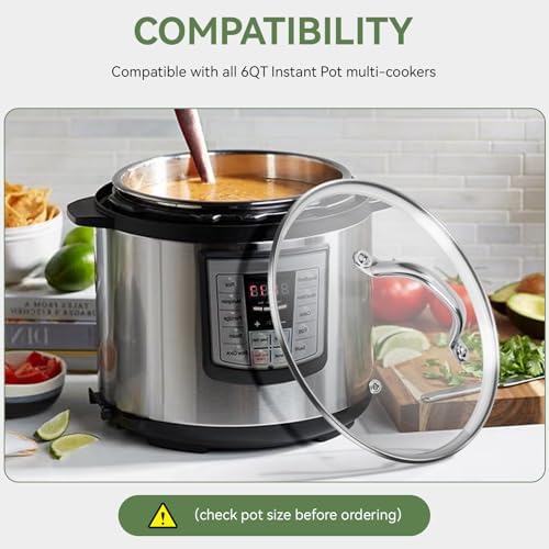 9.1 InchTempered Glass Lid Replacement for Instant Pot 6 Quart, Electric Pressure Cooker Pot Lid Accessories, Slow Crock Cooking Pot Lid Mit Stainless Steel Handle and Rim - Thumbnail 4