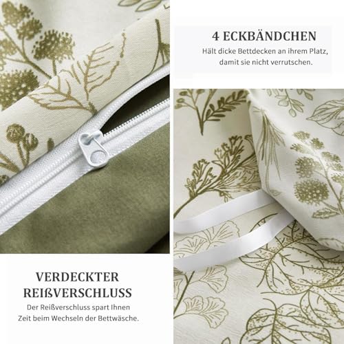 Freyamy Bettwäsche 155x220 Blumen Blätter Pflanzen Aesthetic Bettwäsche Set – Ansicht 6