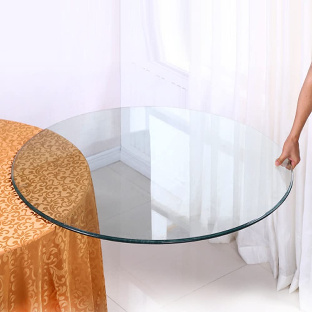 EMISOO Round Glass Table Top 30-100cm Clear Plate Glass Coffee Tables Top 1/4" Thick Tempered Glass Table Top Round Polished Edge Table Top Replacement (Size : 55cm/22inch)